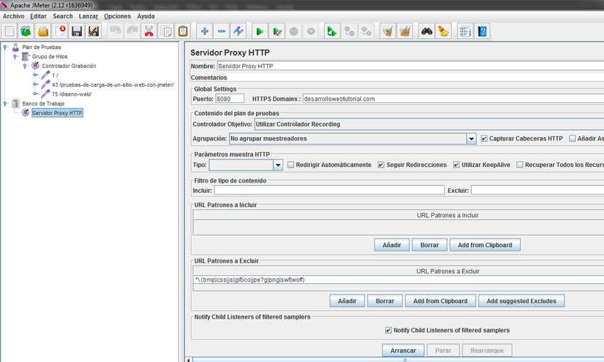 Grabar escenario de pruebas con JMeter