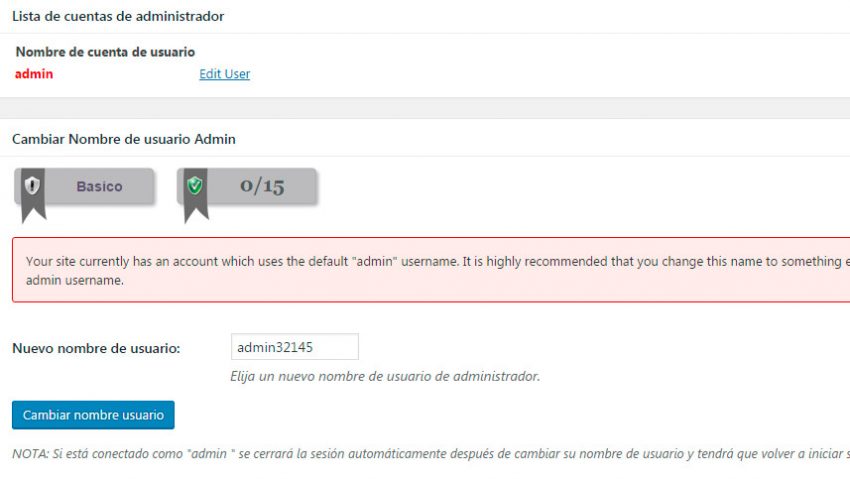 seguridad en wordpress cambiar nombre de usuario